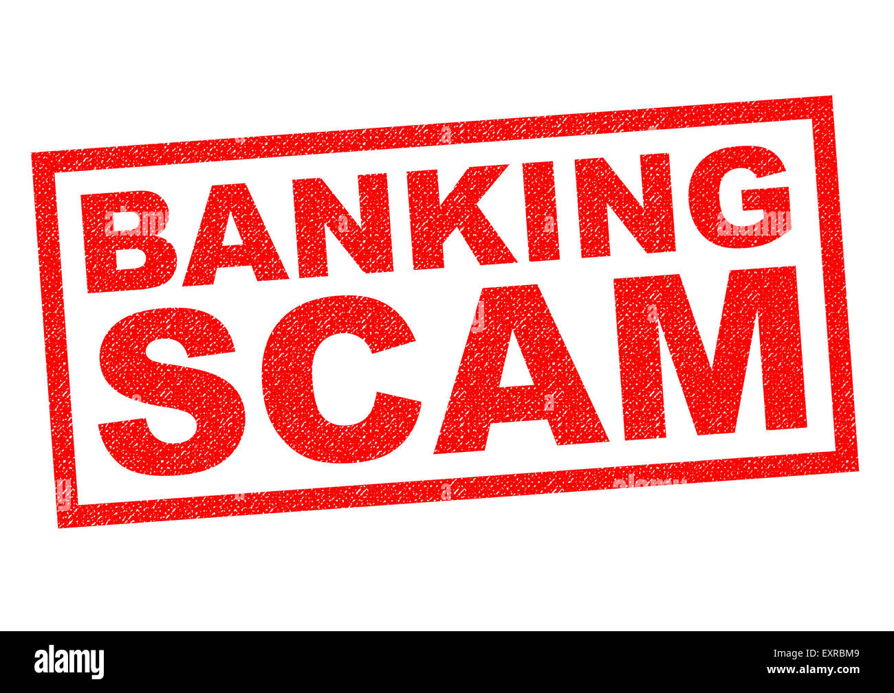 BANKING truffa rosso timbro di gomma su uno sfondo bianco. Foto Stock