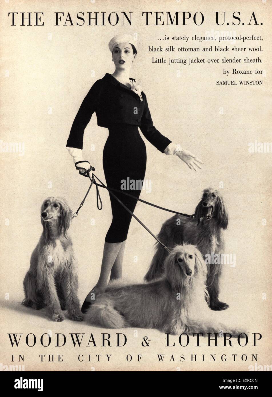 Anni Cinquanta USA Woodward e Lothrop Magazine annuncio pubblicitario Foto Stock