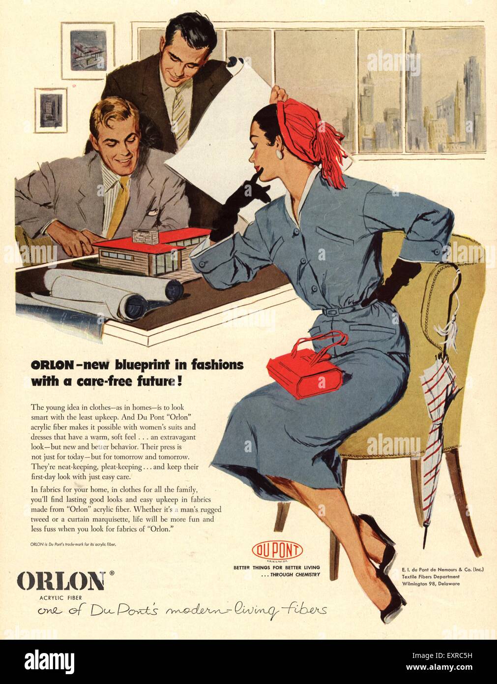 Anni Cinquanta USA Orlon da DuPont Magazine annuncio pubblicitario Foto Stock