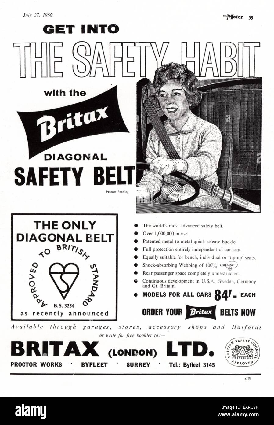 1960S UK la sicurezza stradale Magazine annuncio pubblicitario Foto Stock