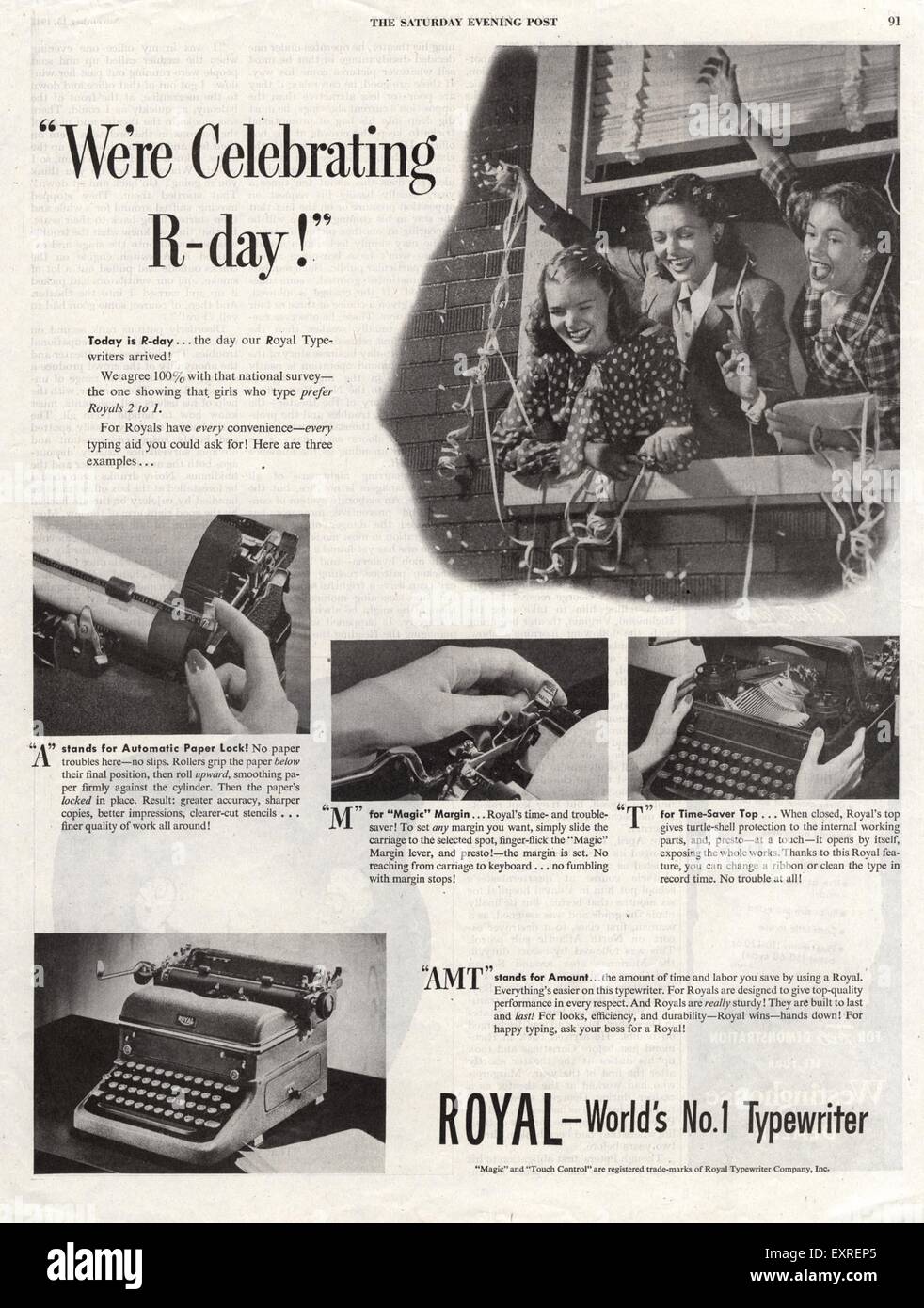 1940s USA Royal Magazine annuncio pubblicitario Foto Stock