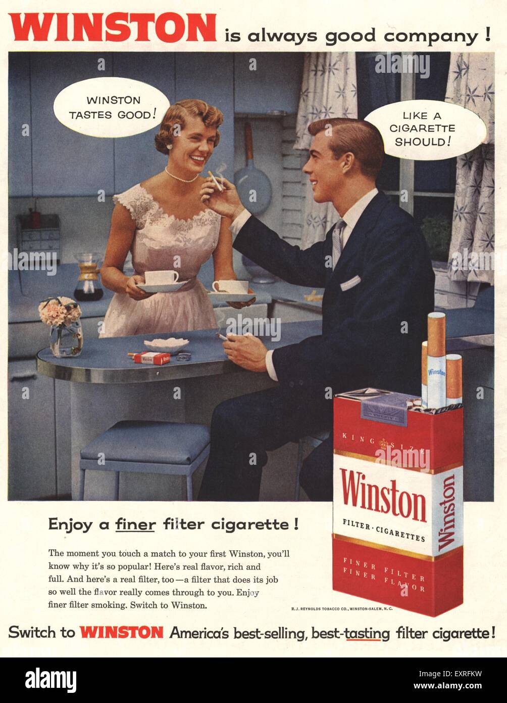 Anni Cinquanta STATI UNITI Winston Magazine annuncio pubblicitario Foto Stock