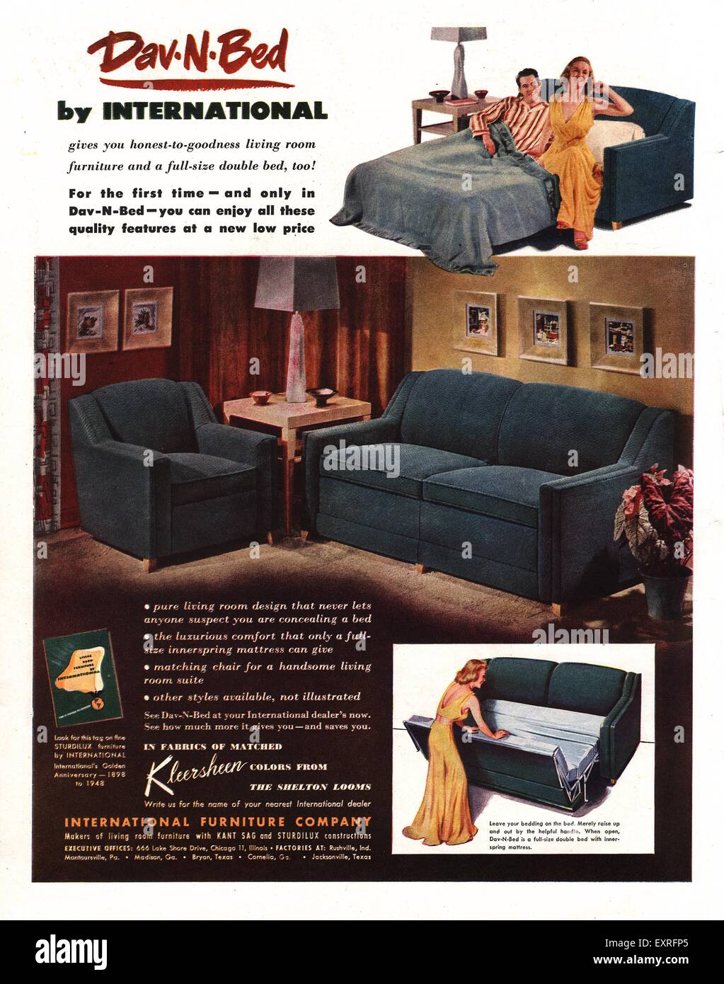 1940s USA International Furniture Company Magazine annuncio pubblicitario Foto Stock