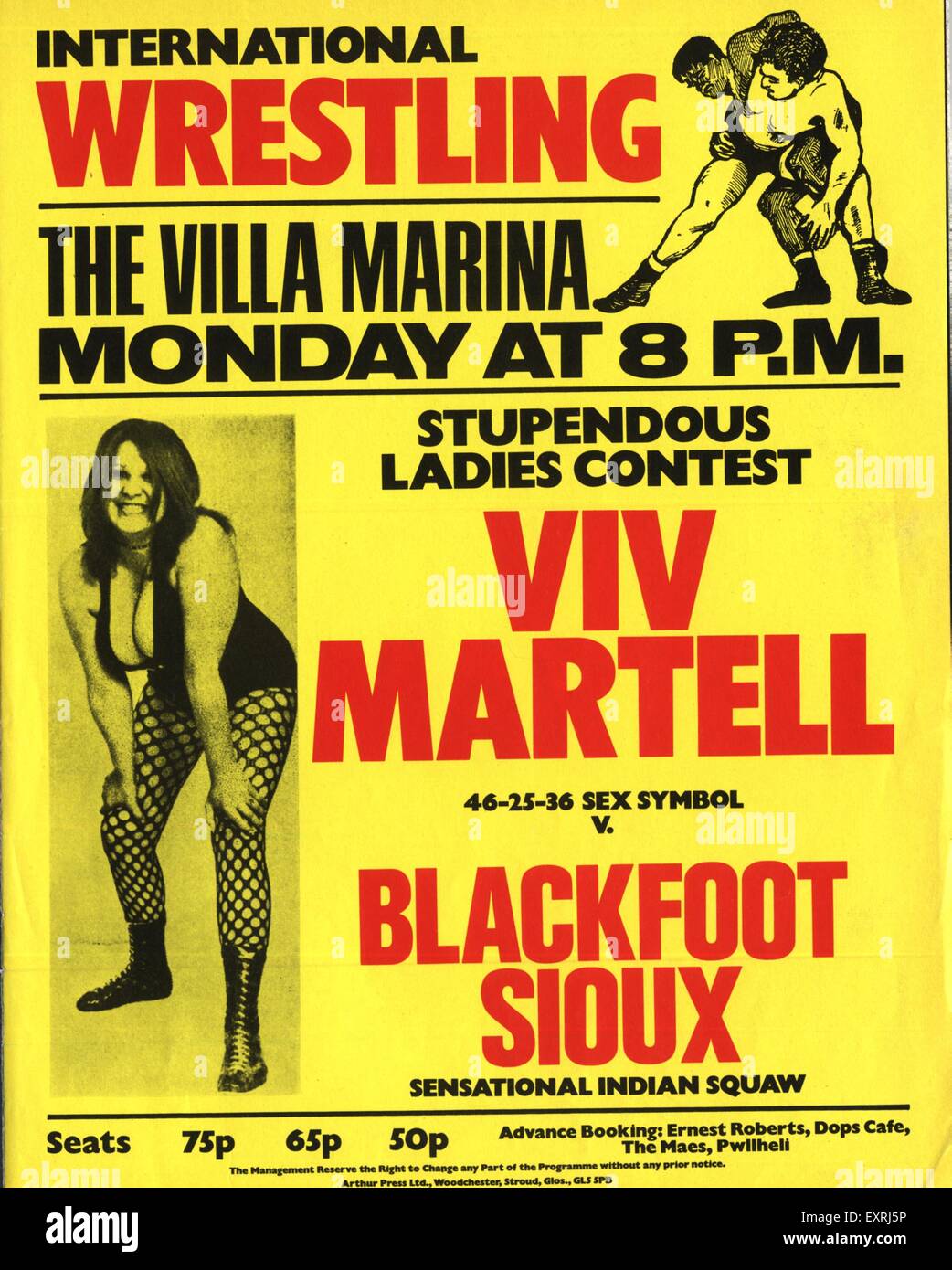 1970S UK Ladies poster di wrestling Foto Stock