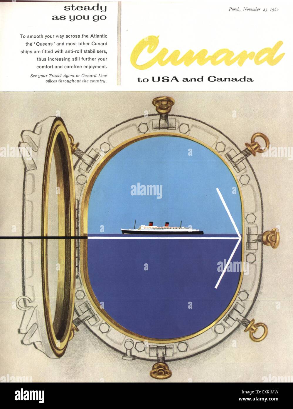 1960S UK Cunard Poster Foto Stock