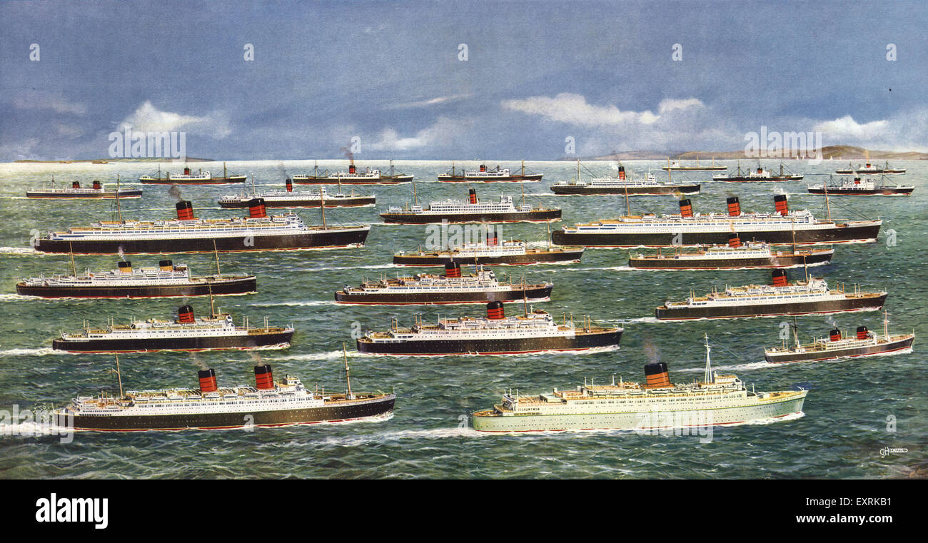 1940S UK White Star Line Magazine annuncio (dettaglio) Foto Stock