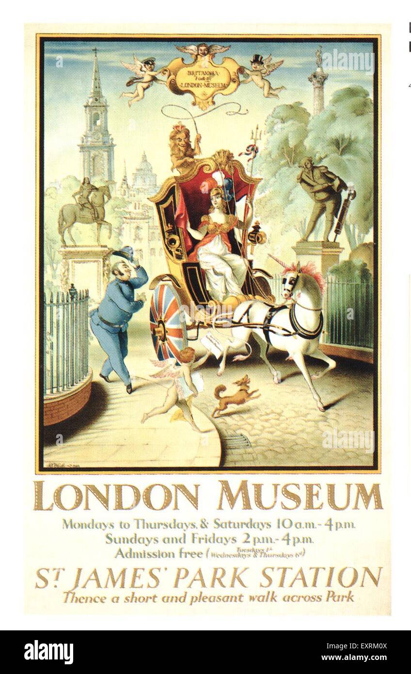 1940S UK London Museum Poster Foto Stock