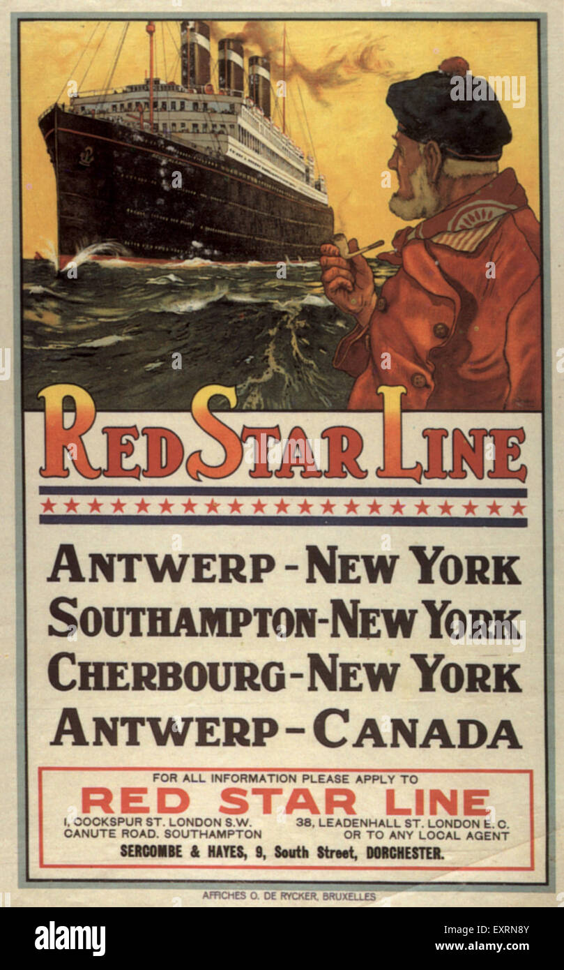 1930S UK Red Star Line Poster Foto Stock
