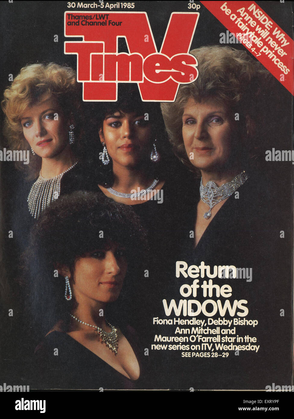 Anni ottanta UK TV Times Magazine Cover Foto Stock