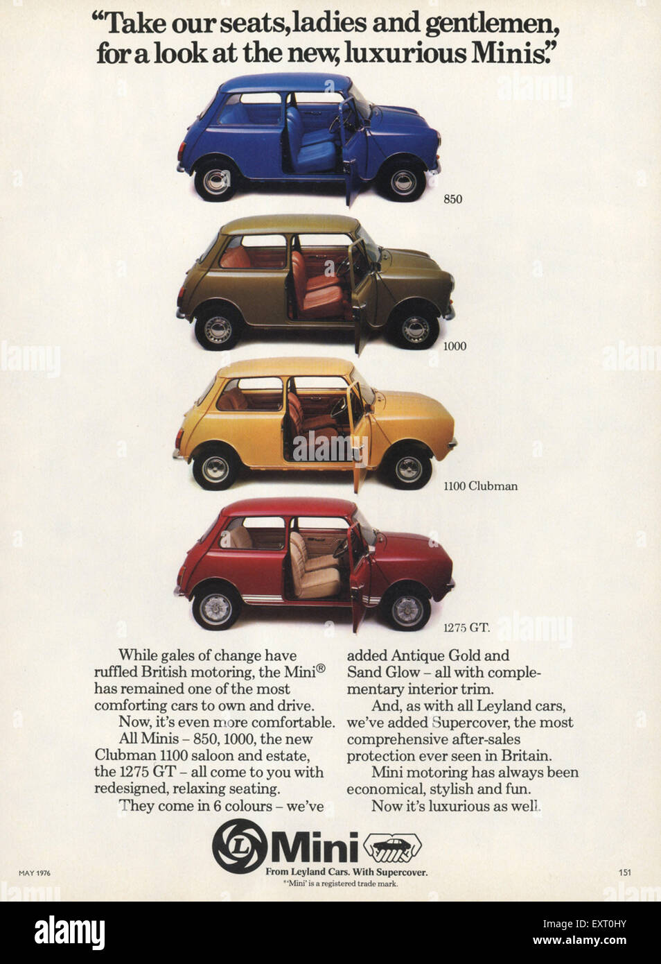 1970S UK Mini Magazine annuncio pubblicitario Foto Stock