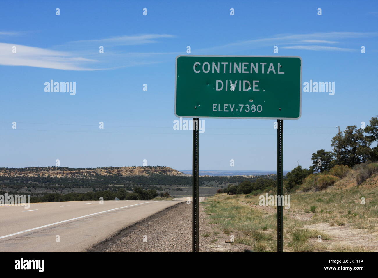 Continental Divide cartello stradale nel Nuovo Messico USA Foto Stock