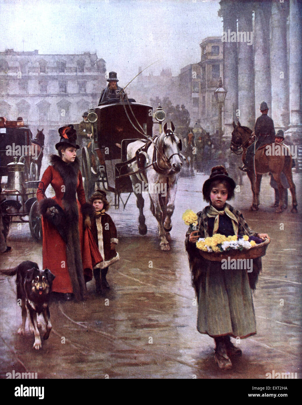 1900S UK Street scene Prenota piastra Foto Stock