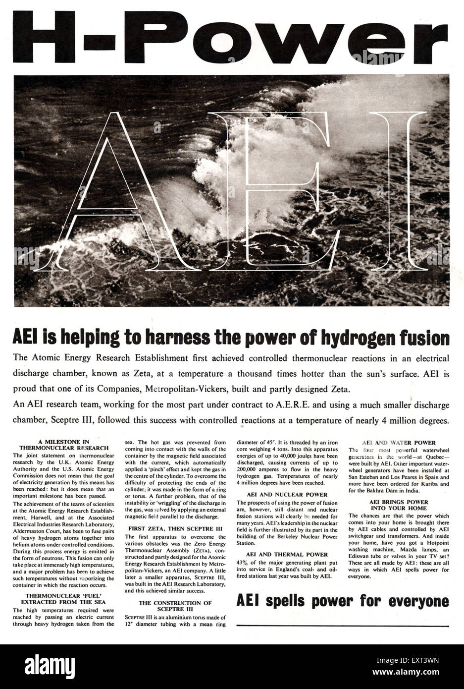1950S UK Energia Atomica Stabilimento di ricerca Magazine annuncio pubblicitario Foto Stock
