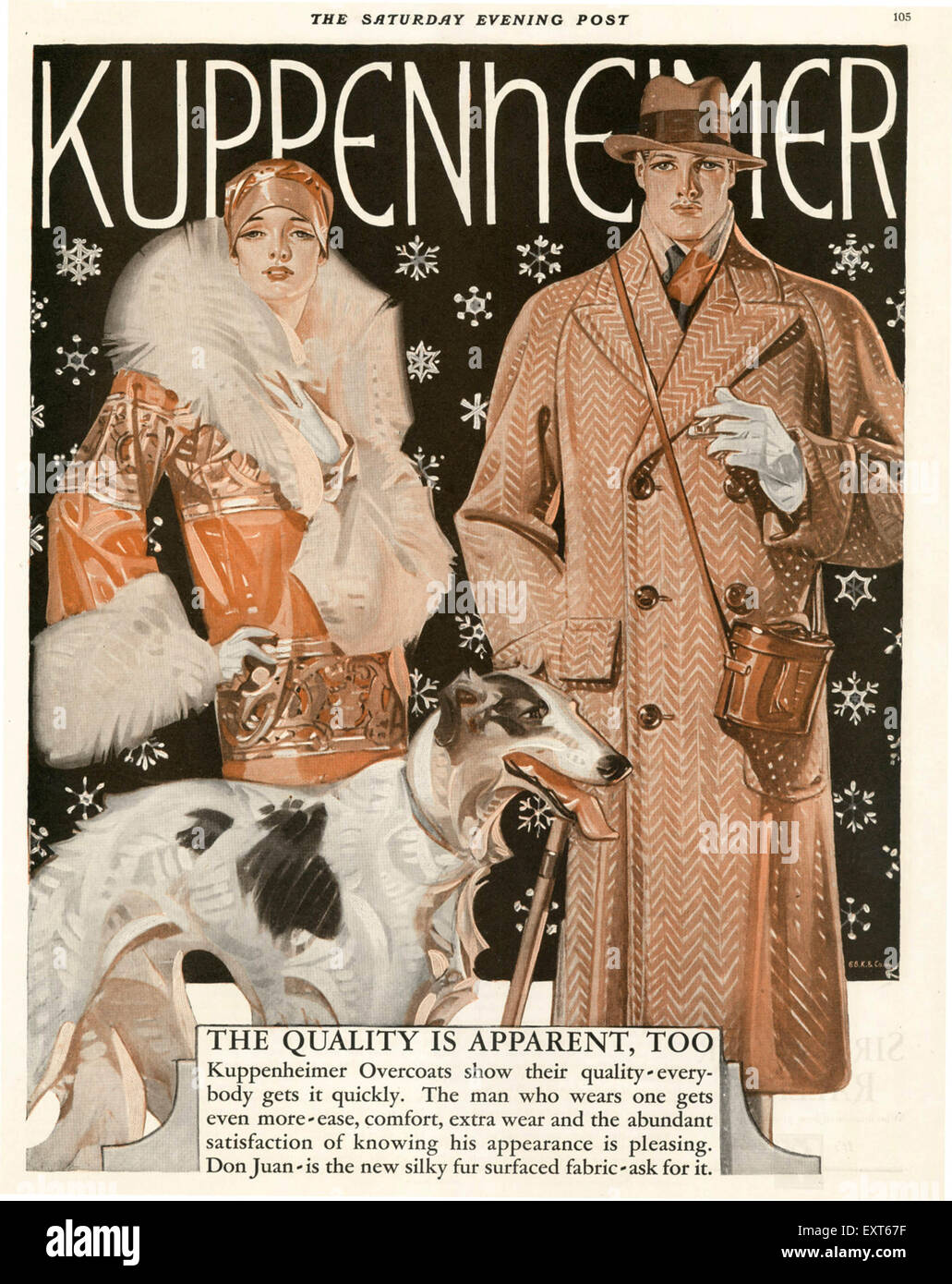 1920s USA Kuppenheimer Magazine annuncio pubblicitario Foto Stock