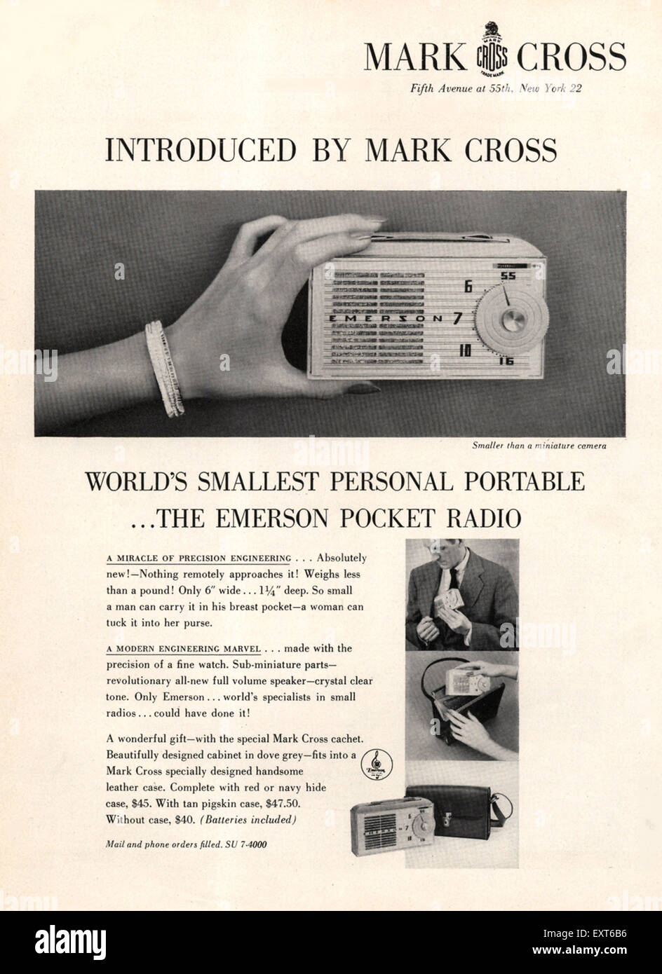 Anni Cinquanta USA Mark Cross Magazine annuncio pubblicitario Foto Stock