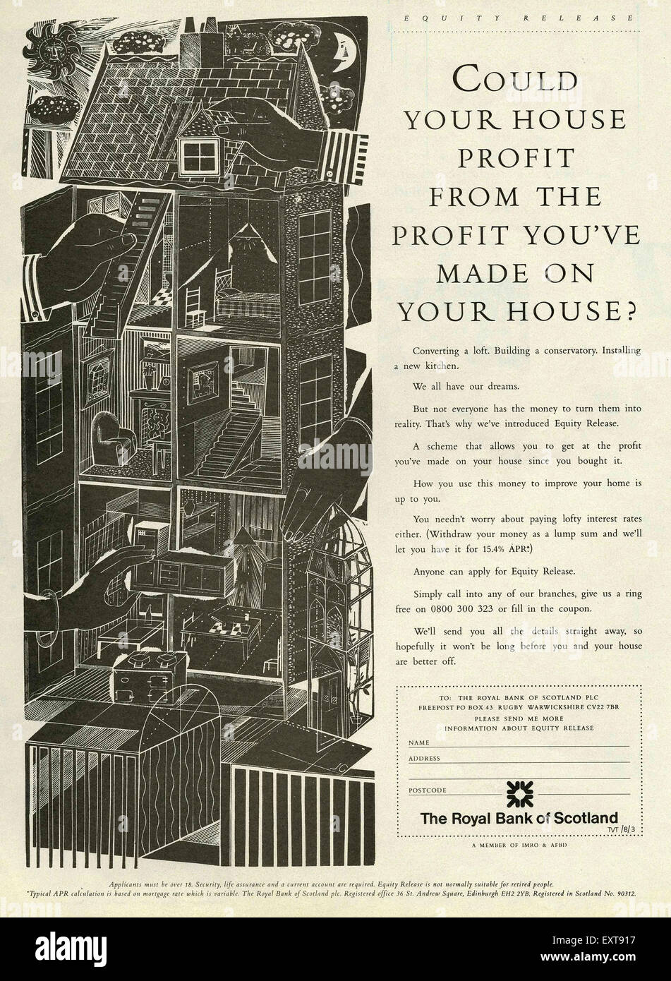 Anni ottanta UK Royal Bank of Scotland Magazine annuncio pubblicitario Foto Stock
