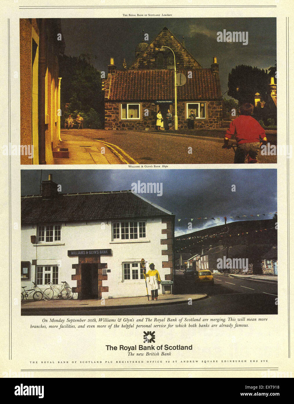 Anni ottanta UK Royal Bank of Scotland Magazine annuncio pubblicitario Foto Stock