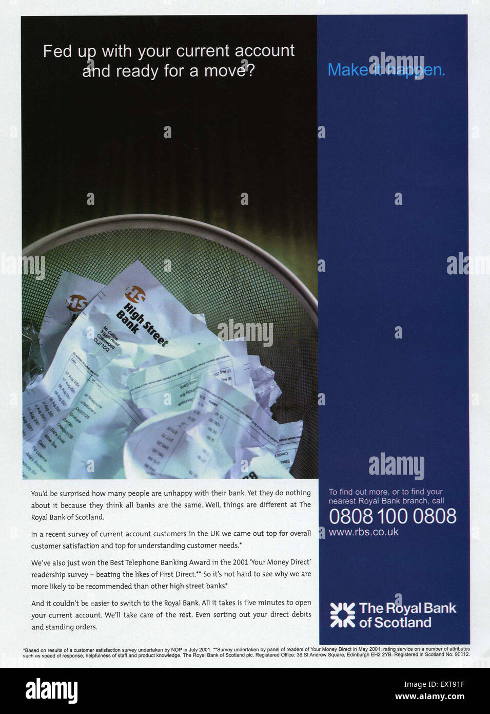 2000S UK Royal Bank of Scotland Magazine annuncio pubblicitario Foto Stock