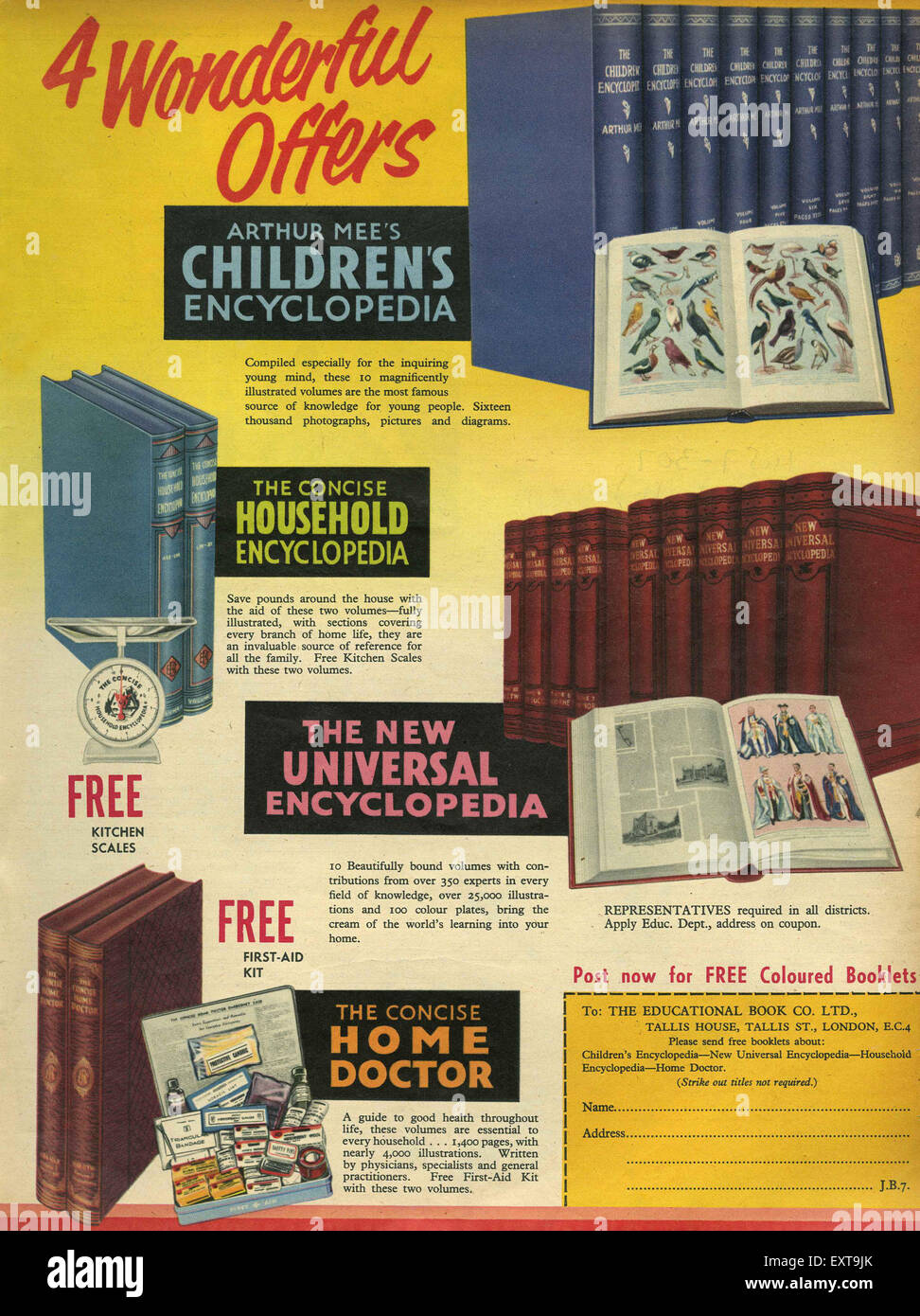 1950S UK Educational Book Co. Magazine annuncio pubblicitario Foto Stock