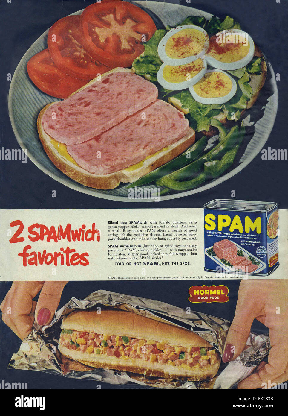 Anni Cinquanta USA lo Spam Magazine annuncio pubblicitario Foto Stock