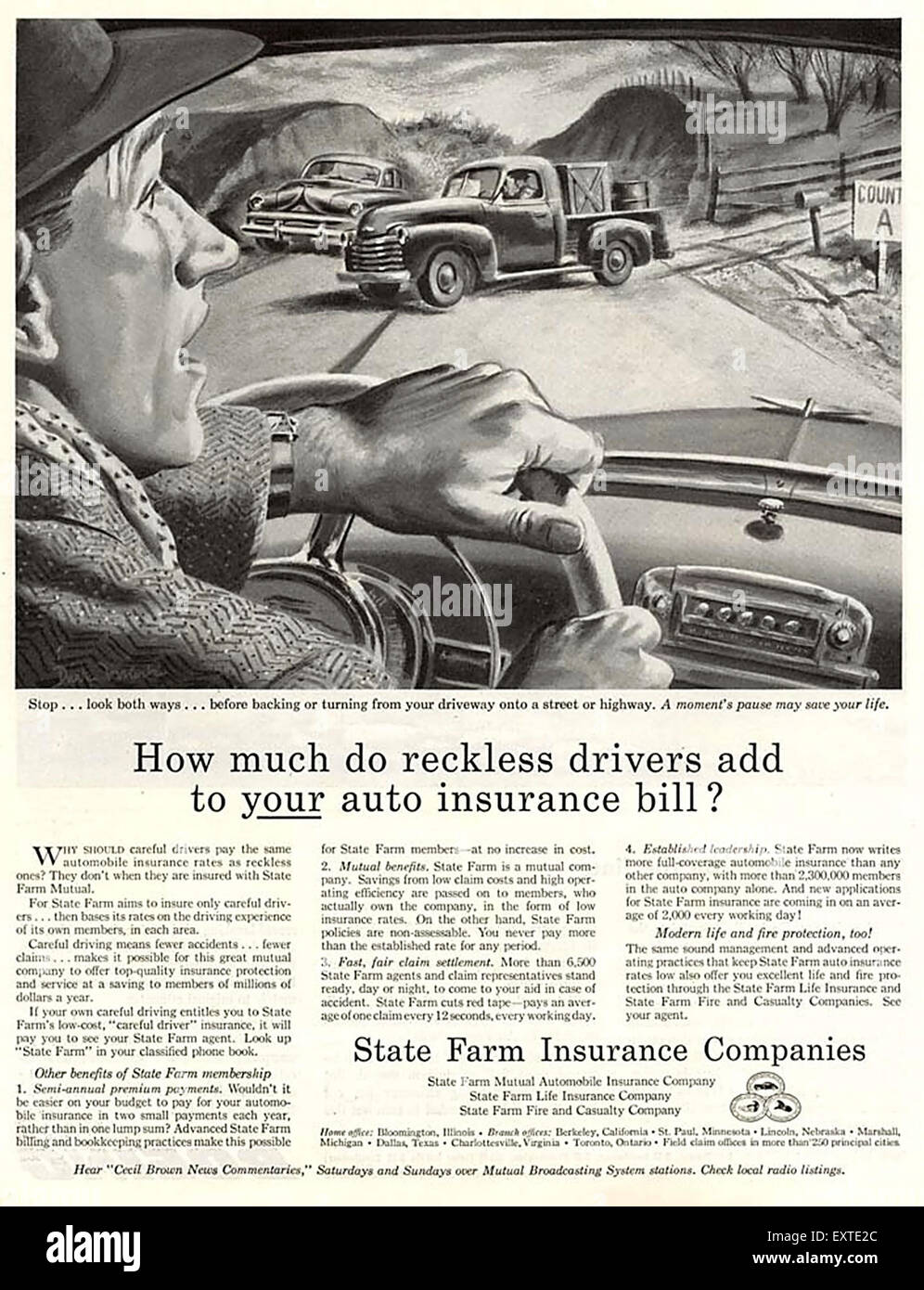1940s USA State Farm Insurance aziende piastra del magazzino Foto Stock