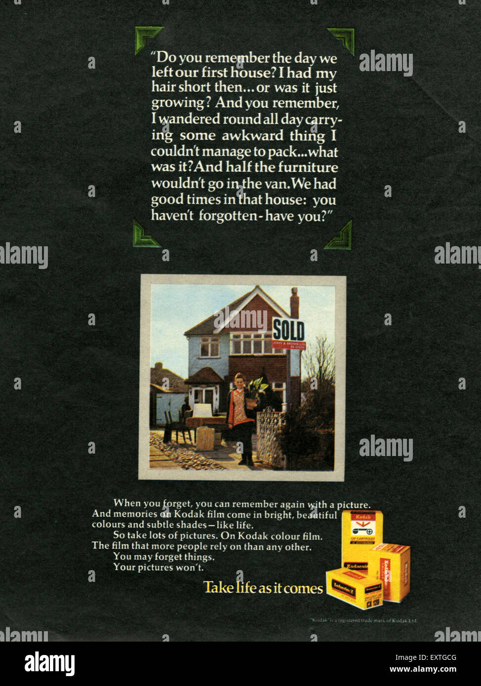 1970S UK Kodak Magazine annuncio pubblicitario Foto Stock