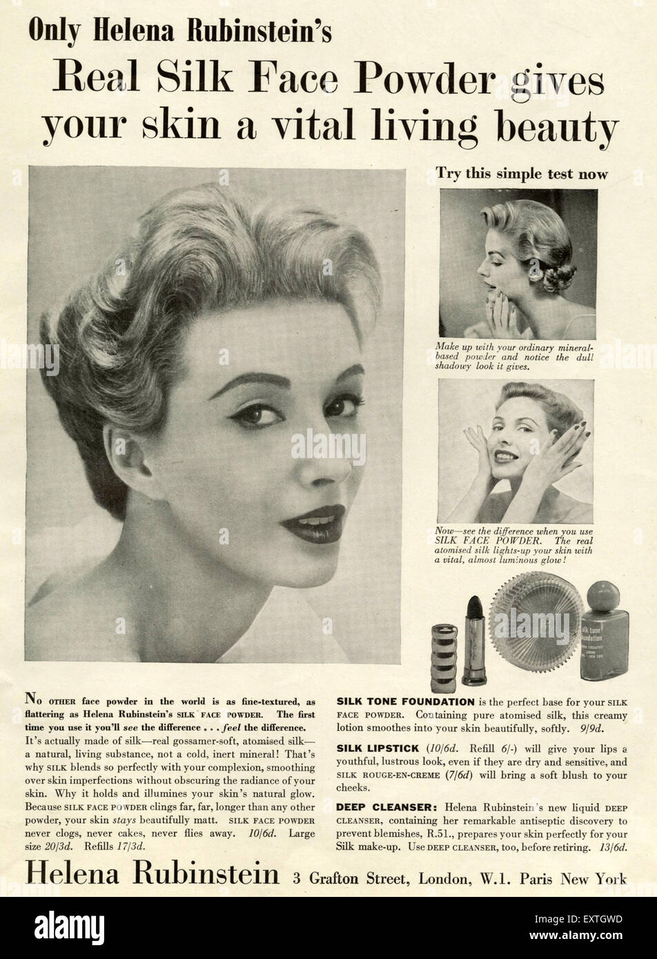 1950S UK Helena Rubinstein Magazine annuncio pubblicitario Foto stock -  Alamy