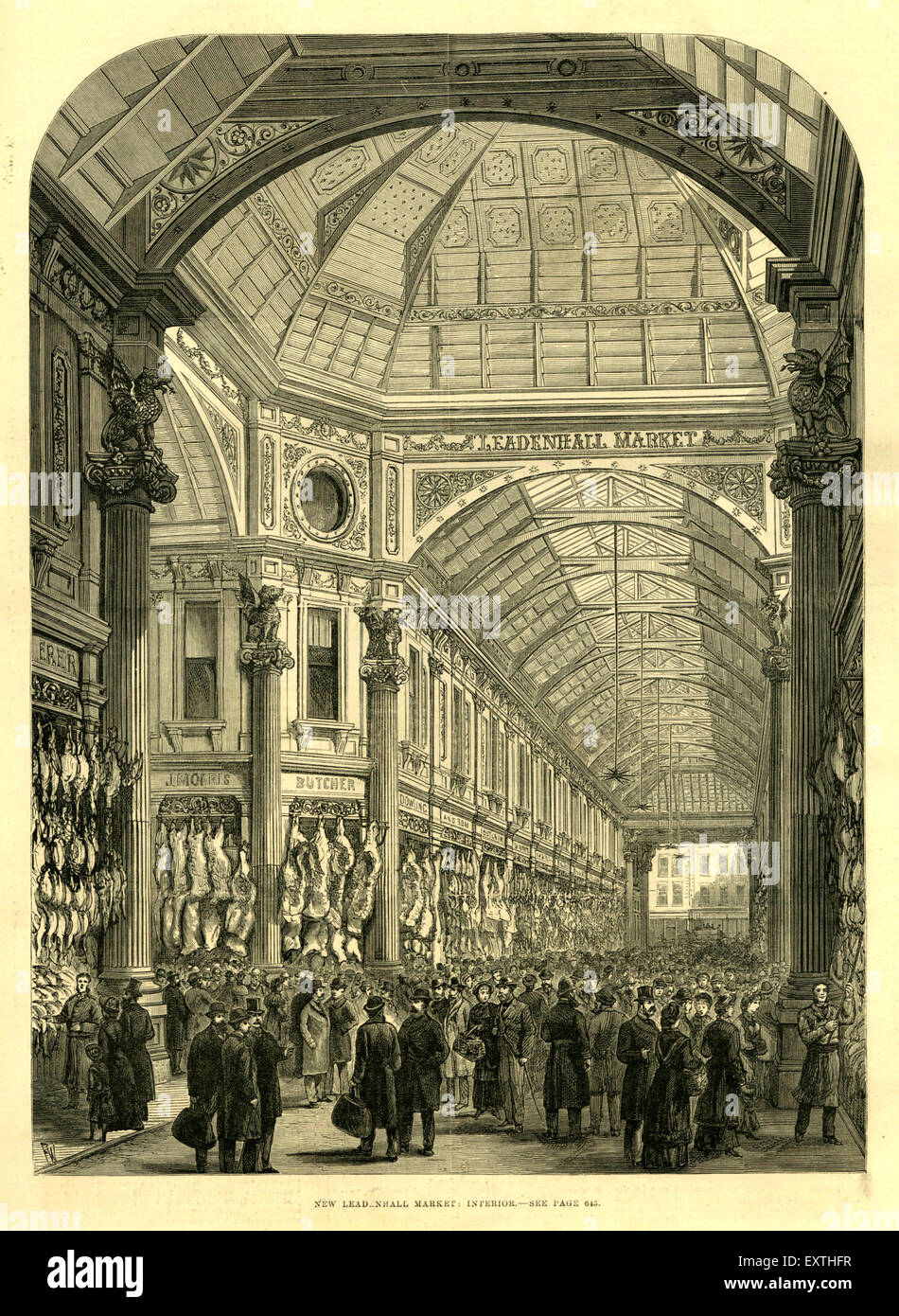 1880 Regno Unito mercato Leadenhall piastra del magazzino Foto Stock
