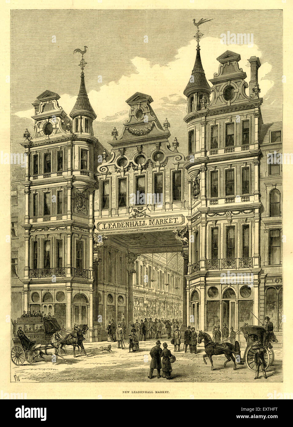 1880 Regno Unito mercato Leadenhall piastra del magazzino Foto Stock