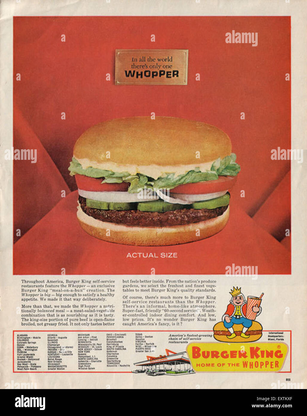 Anni Sessanta Usa Burger King Magazine Annuncio Pubblicitario Foto Stock Alamy