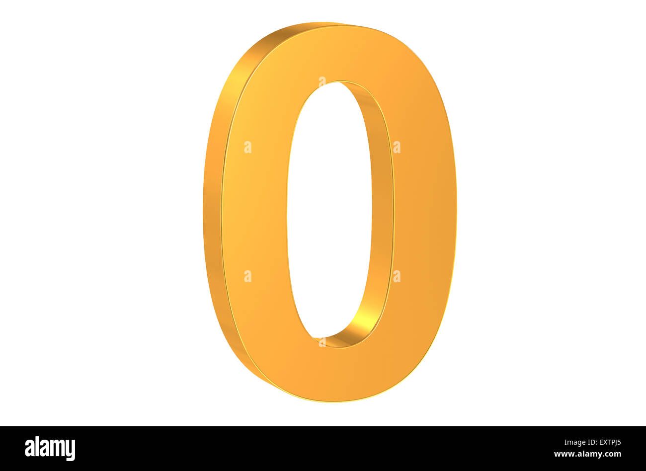 3D numero aureo 0 isolato su sfondo bianco Foto Stock