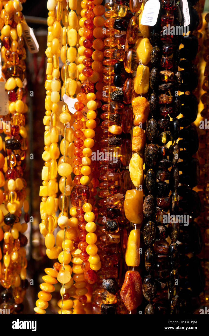 Polonia, Danzica, via Ulica Mariacka, ambra baltica Foto Stock