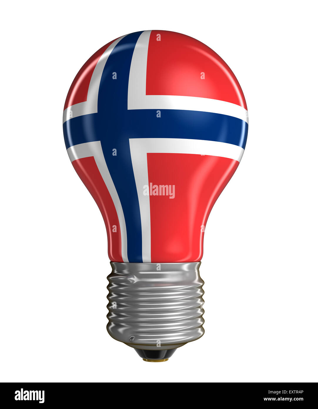 Lampadina con bandiera norvegese. Immagine con tracciato di ritaglio Foto Stock
