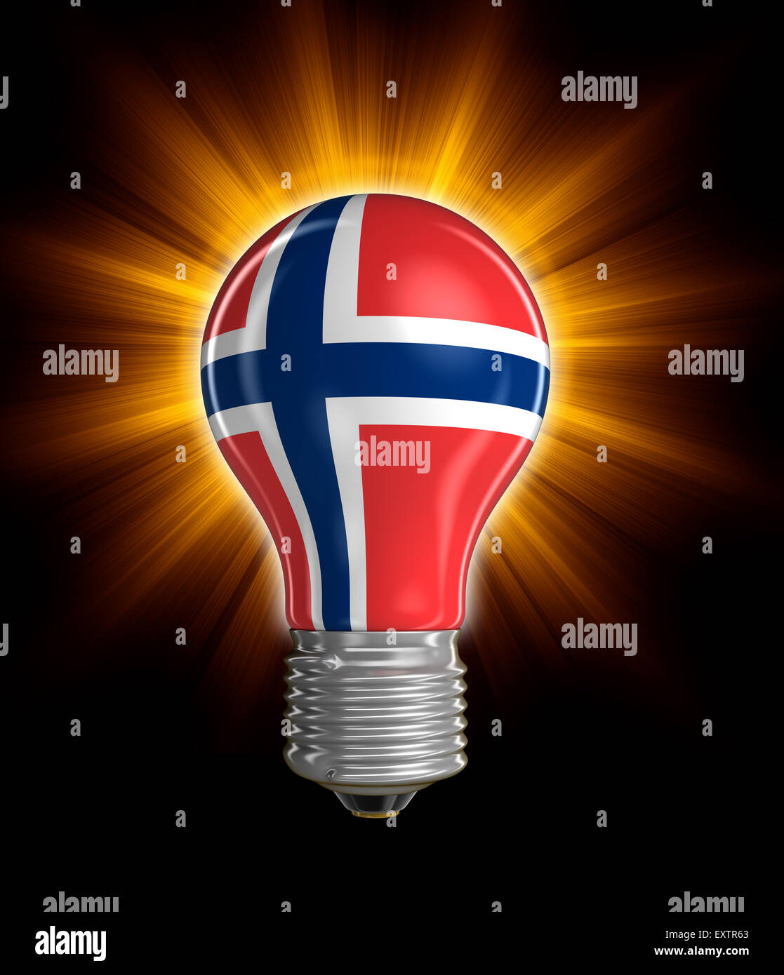 Lampadina con bandiera norvegese. Immagine con tracciato di ritaglio Foto Stock