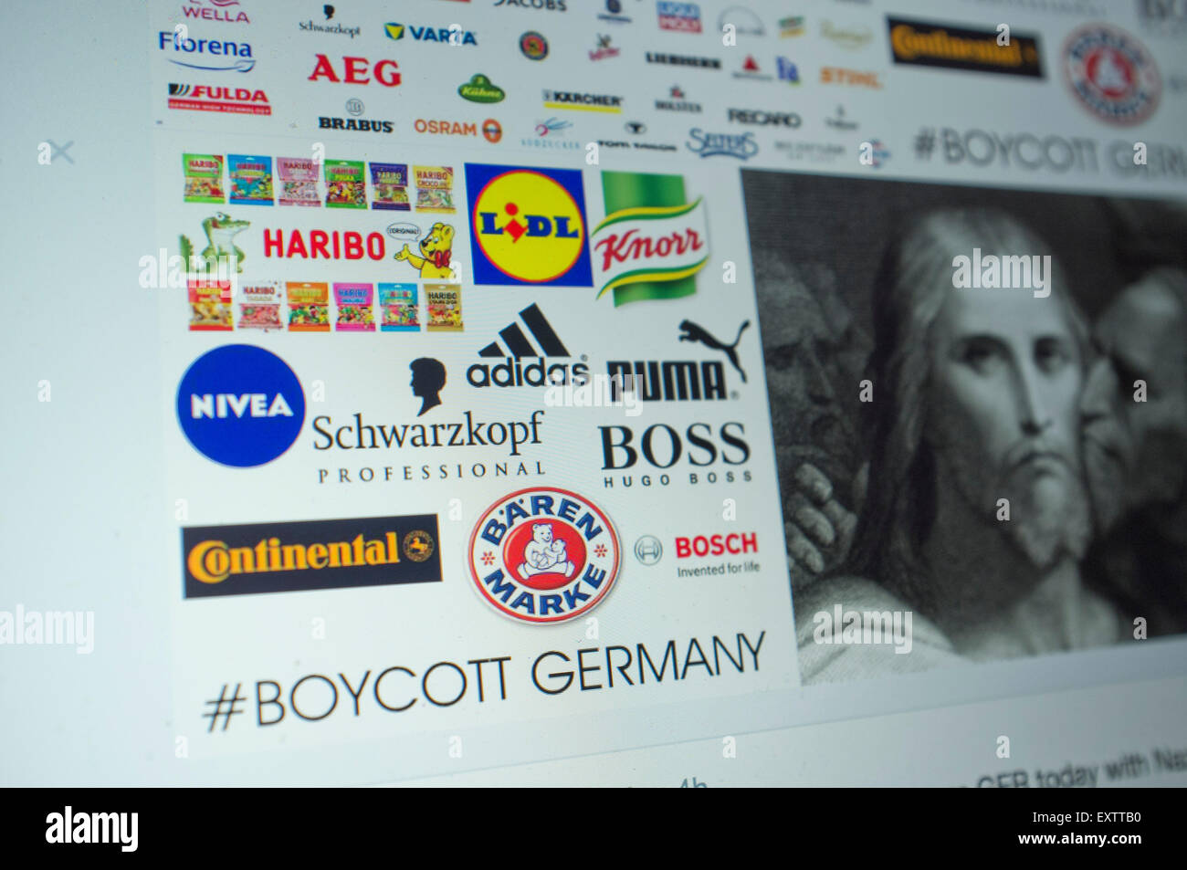 Londra, UK. Il 16 luglio 2015. Tedesche di prodotti e marche sono state mirate ad una campagna online da attivisti politici sconvolti in greco bailout finanziaria e misure di austerità imposte dalla Germania sulla Grecia Foto Stock