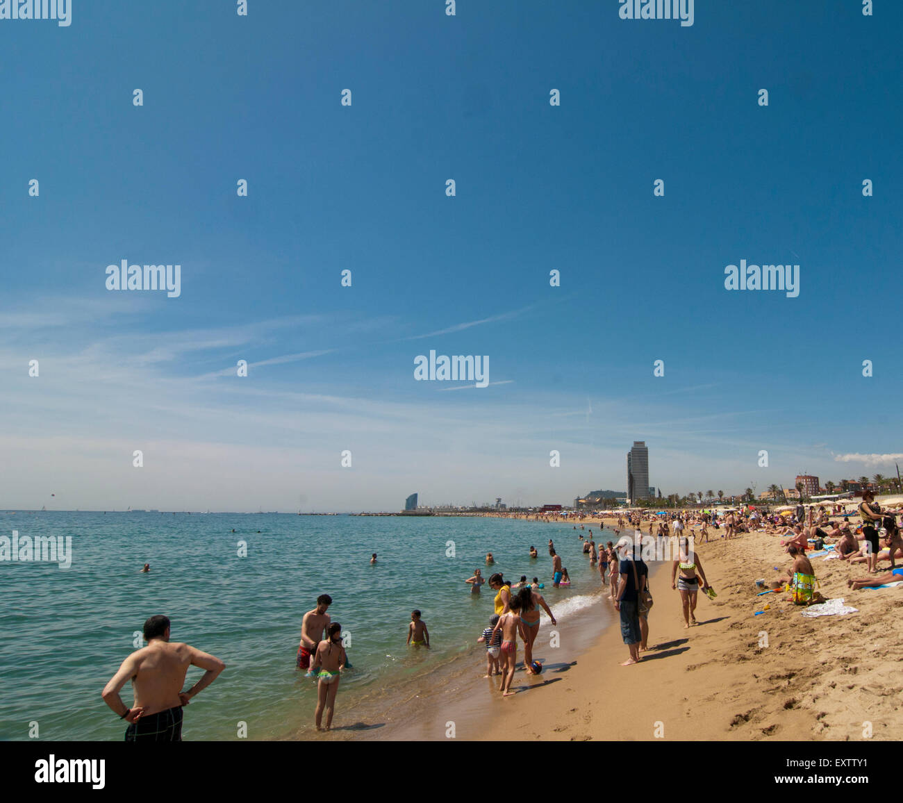 Spiaggia di El Poblenou, Barcellona Foto Stock
