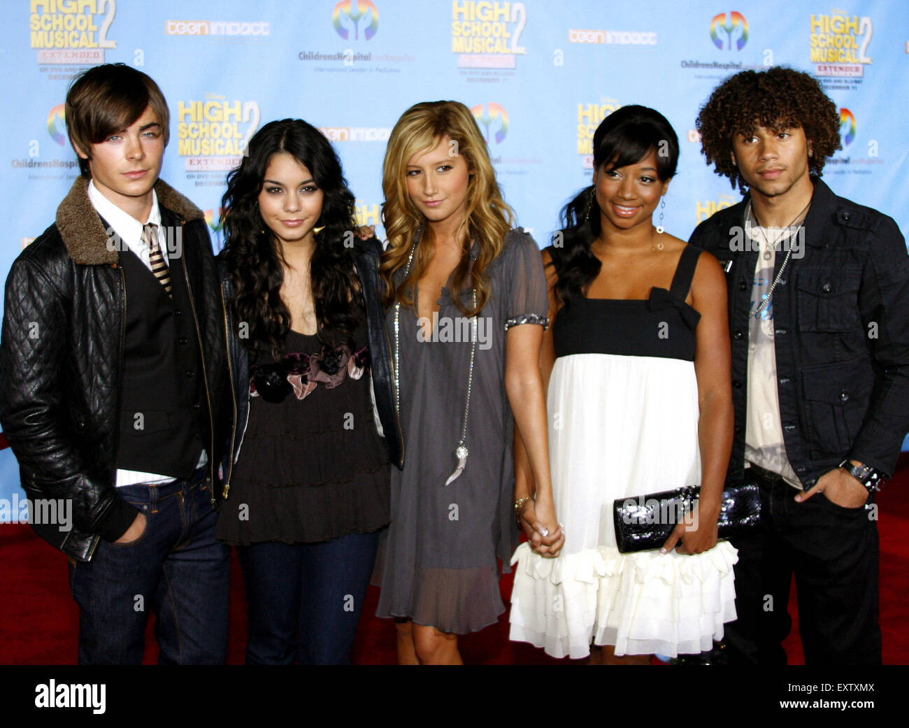 Zac Efron, Vanessa Anne Hudgens, Ashley Tisdale e Monique Coleman e Corbin Bleu. Foto Stock