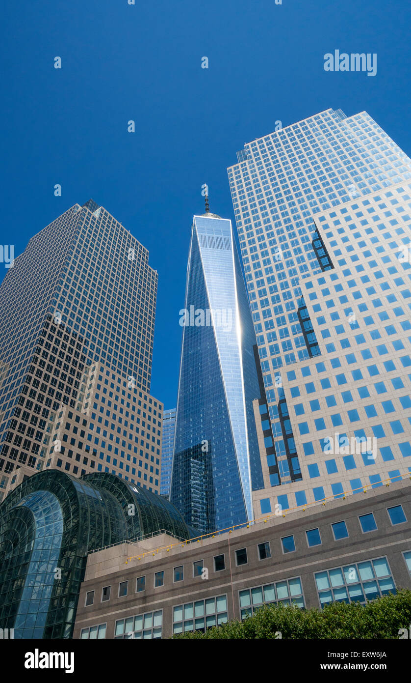 World Financial Center e il Freedom Tower, One World Trade Center a New York City Foto Stock