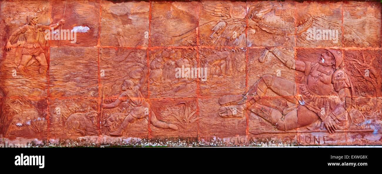 Rilievo di ceramiche di Caltagirone, Sicilia, Italia Foto Stock