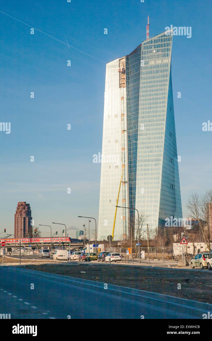 Eurotower del nuovo EZB, Frankfurt am Main, Hesse, Germania, Europa Foto Stock