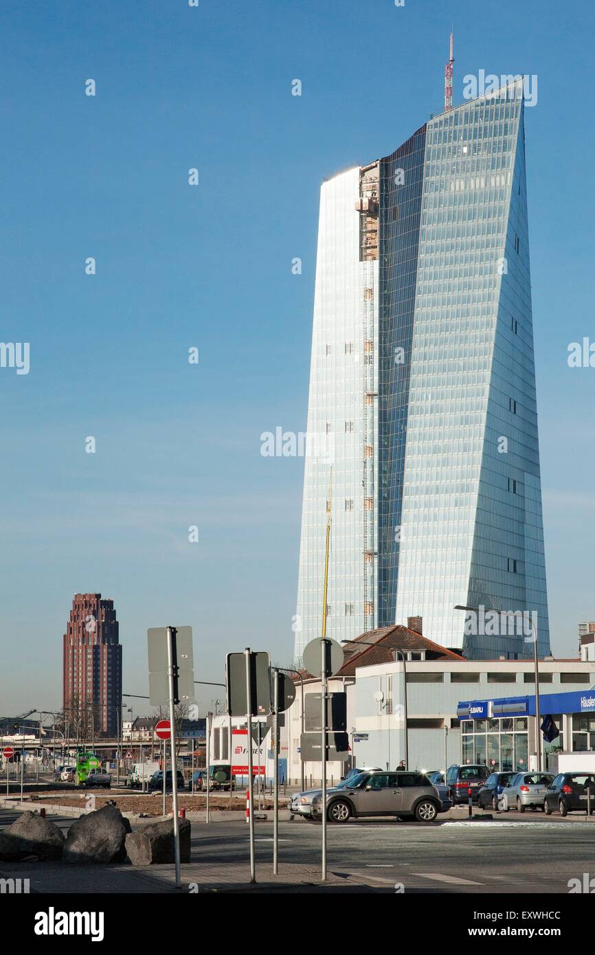 Eurotower del nuovo EZB, Frankfurt am Main, Hesse, Germania, Europa Foto Stock