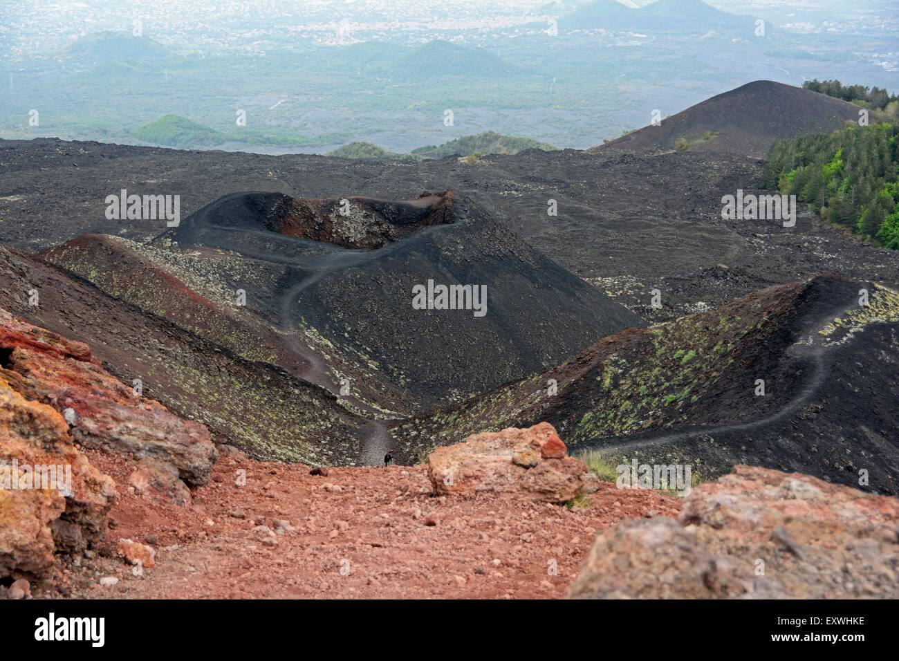 Paesaggio vulcanico Etna, Sicilia, Italia, Europa Foto Stock
