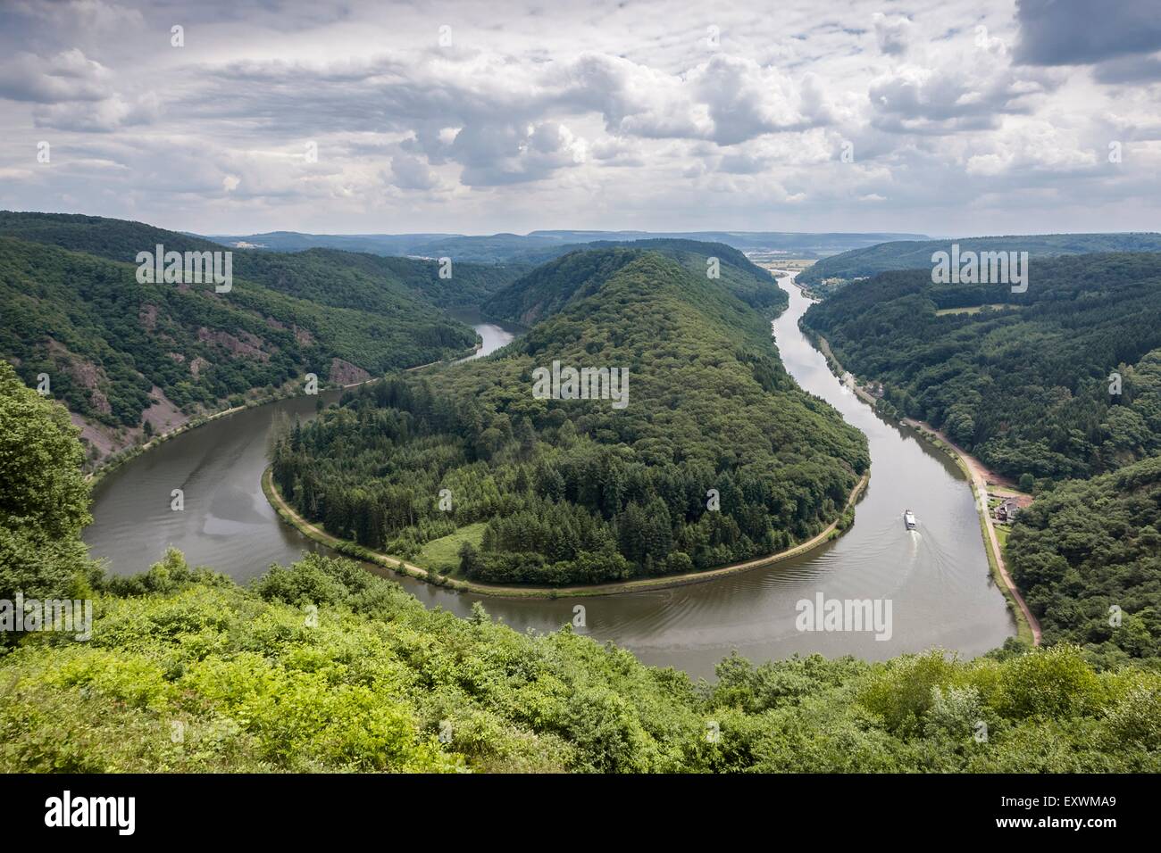 Ansa del fiume Saar a Cloef, Germania Foto Stock