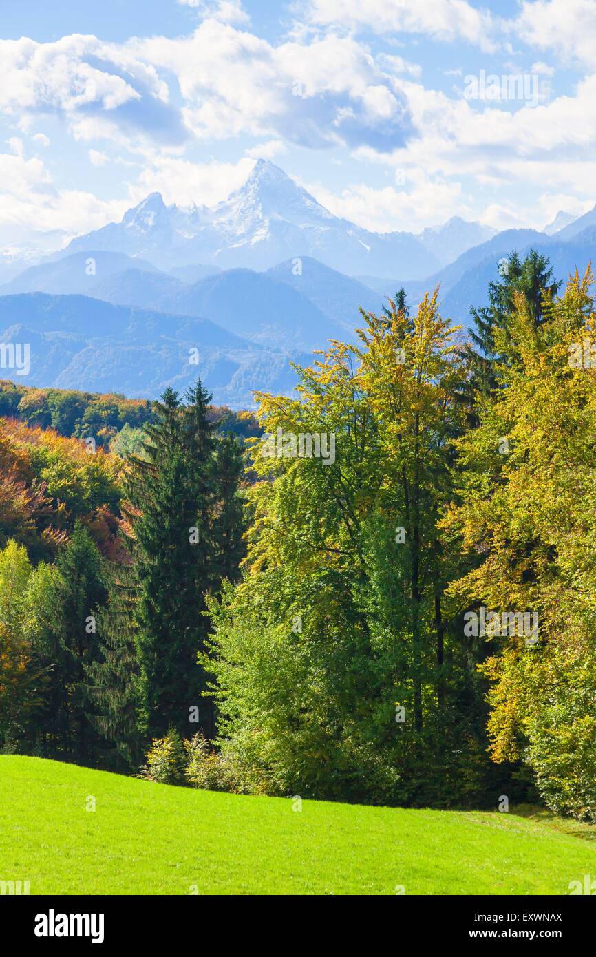 Vista dal Gaisberg a Watzmann e Steinernes Meer, Salzachtal, Salzburger Land Austria, Europa Foto Stock