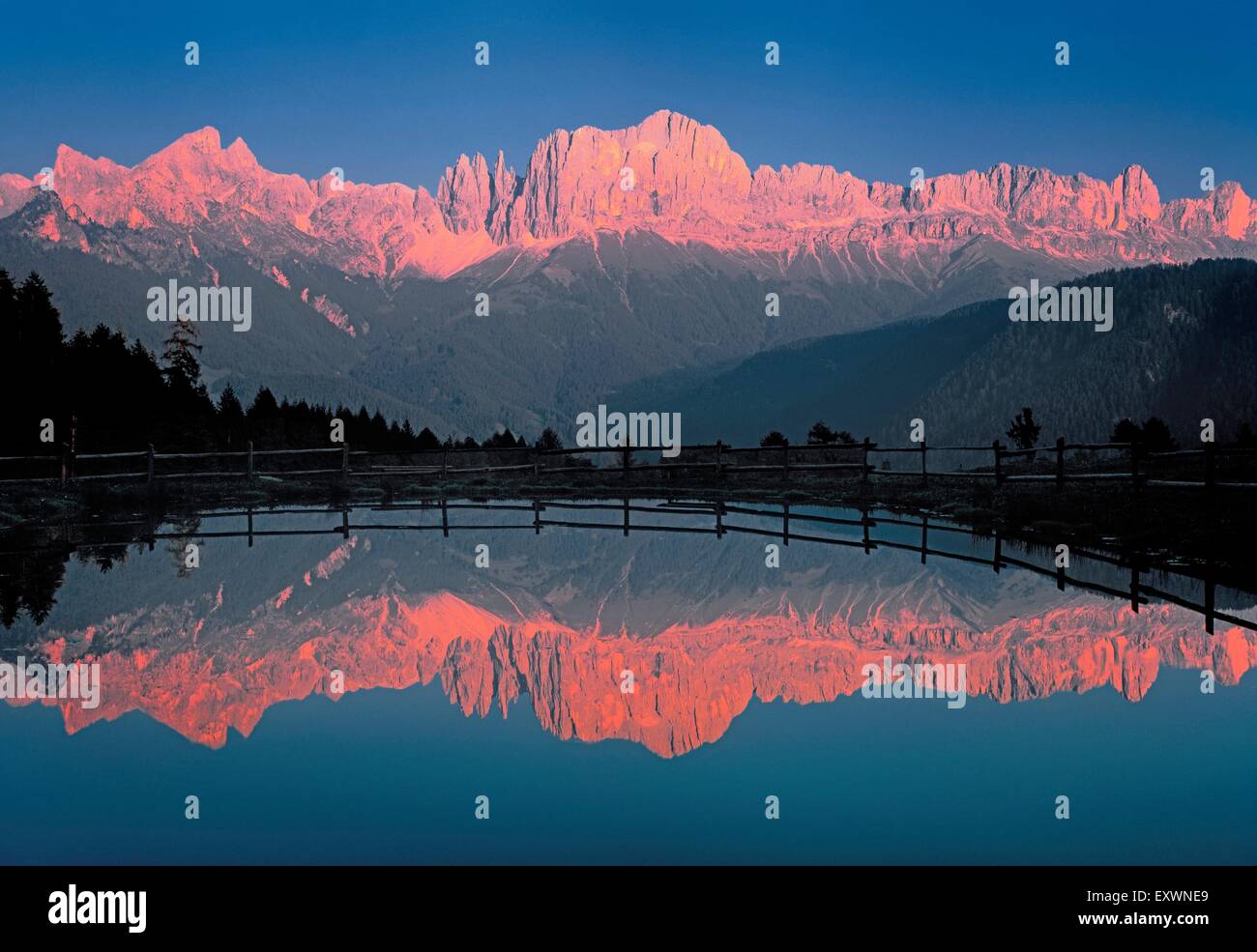 Atmosfera serale in Tierser Tal, Alto Adige, Italia Foto Stock