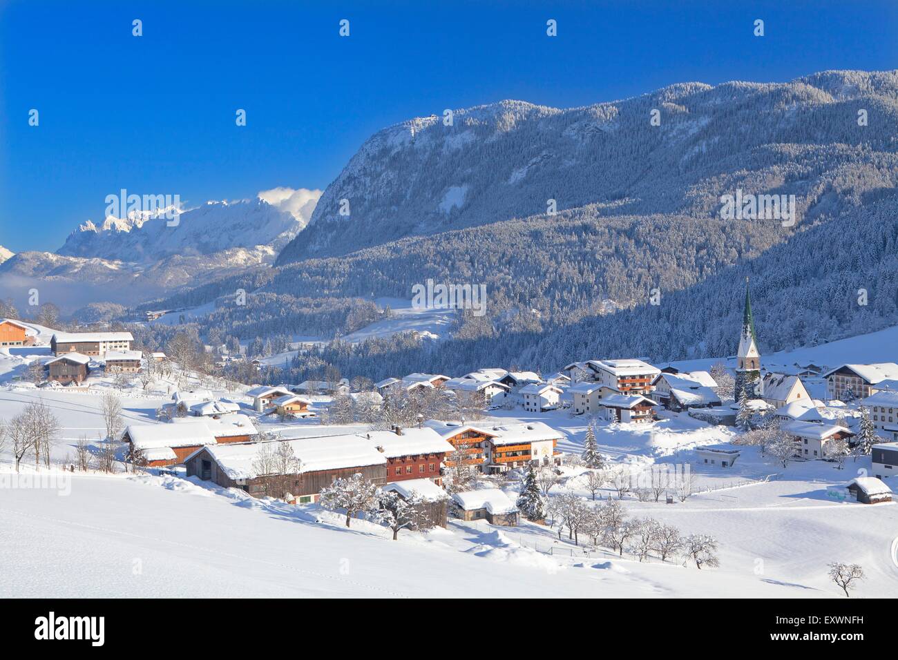 Hinterthiersee in inverno, Tirolo, Austria Foto Stock
