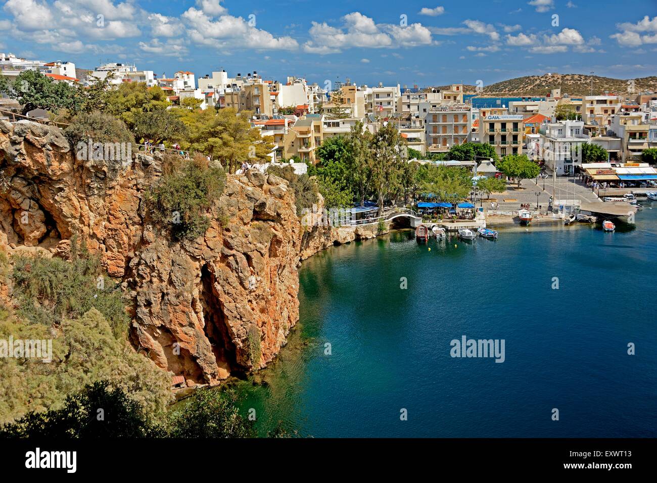 Il lago di Voulismeni, Agios Nikolaos, Creta, Grecia, Europa Foto Stock