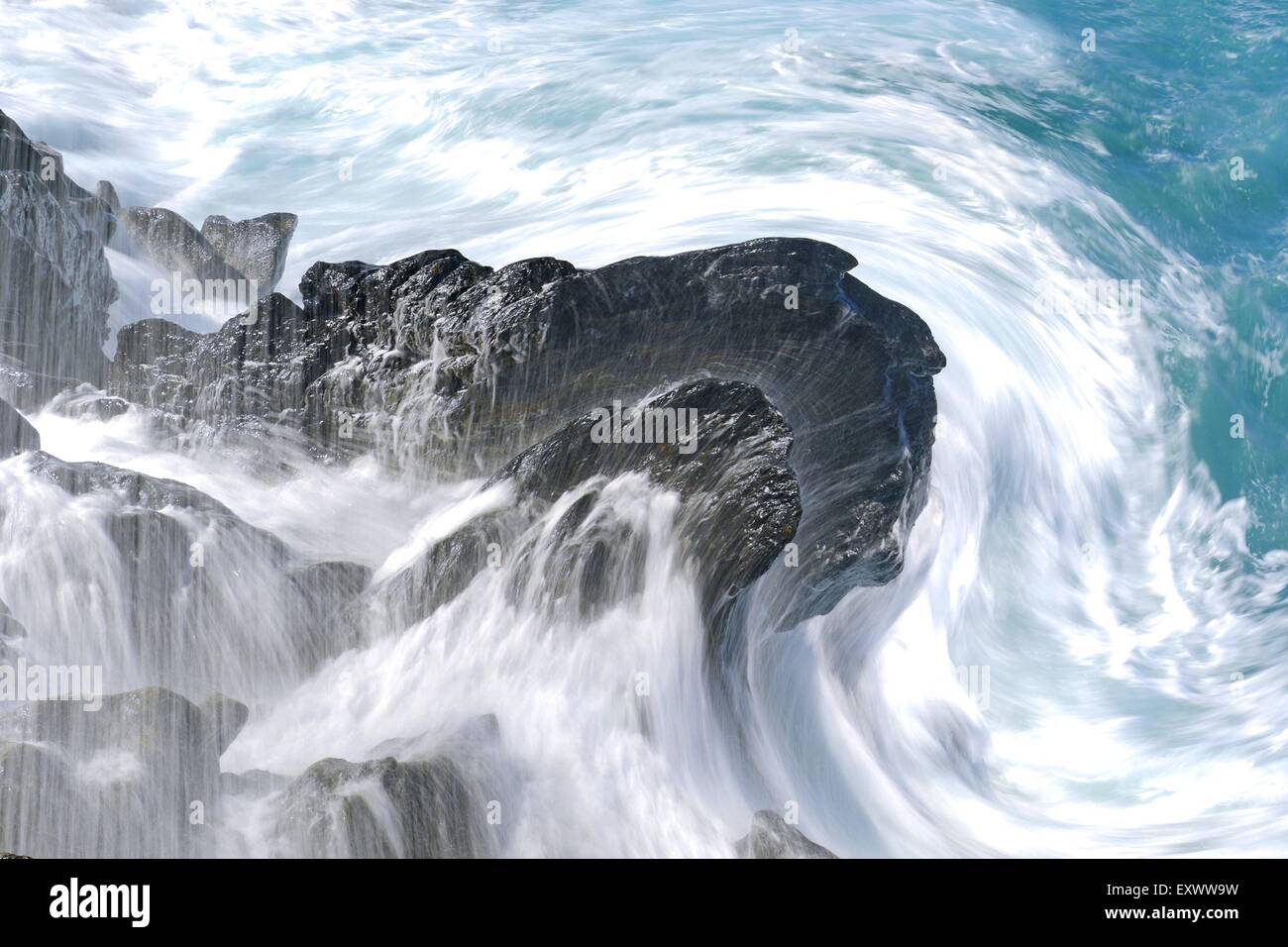 Surf a costa, Lanzarote, Isole canarie, Spagna, Europa Foto Stock