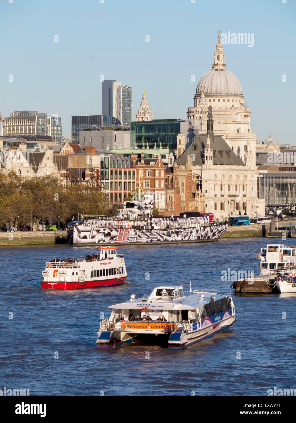 Paesaggio di Londra con la Cattedrale di Saint Paul, REGNO UNITO Foto Stock