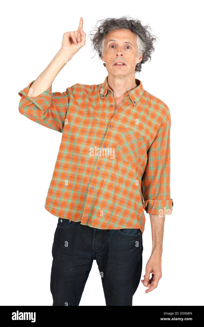 Uomo bello fare espressioni diverse in diversi set di vestiti: desidera parlare Foto Stock